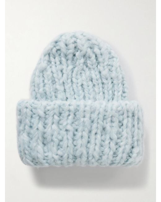 Suzie Kondi Blue Lumi Ribbed Cashmere Beanie