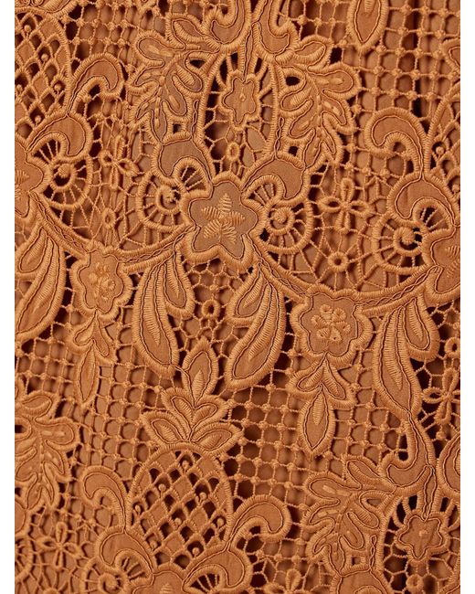 Zimmermann Brown Coco Oversized Poplin-Trimmed Guipure Lace Tunic