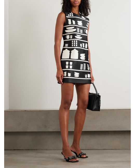J.W. Anderson Black Printed Satin Mini Dress