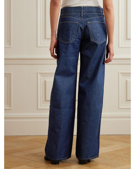 SLVRLAKE Denim Blue Mica Belted Low-Rise Wide-Leg Jeans