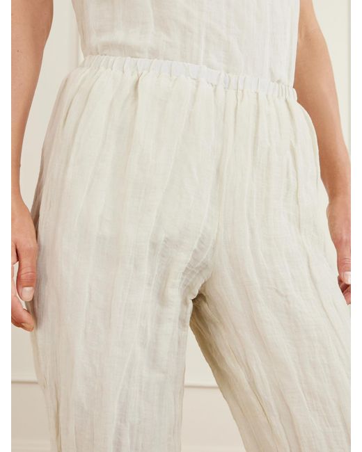 Rohe Natural Crinkled Cotton-Blend Wide-Leg Pants