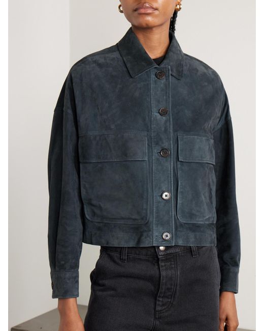 Arma Blue Miri Cropped Suede Jacket