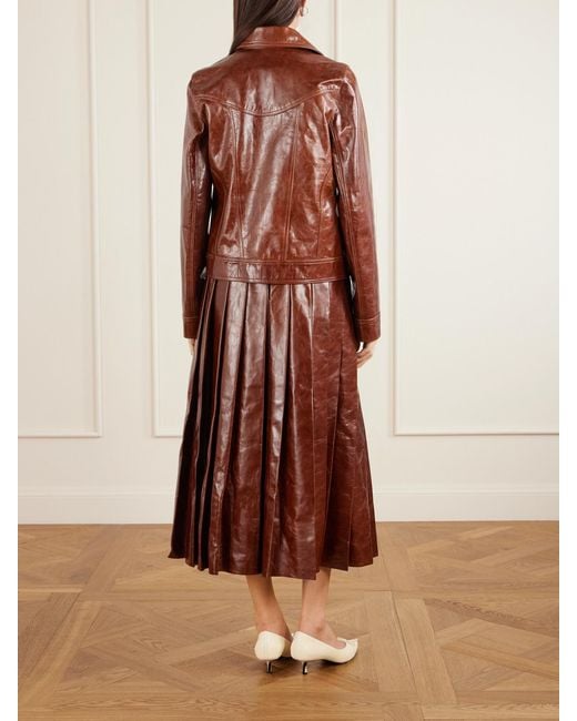 Tolu Coker Brown Paneled Glossed-Leather Jacket