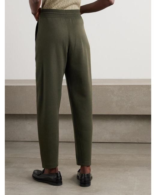 Loro Piana Green Viera Cotton, Silk And Cashmere-Blend Jersey Track Pants