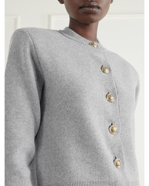 Balmain Gray Merino Wool And Cashmere-Blend Cardigan