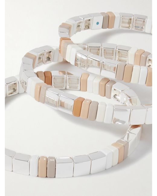 Roxanne Assoulin Natural The Quiet Time Set Of Three-Tone Enamel Bracelets