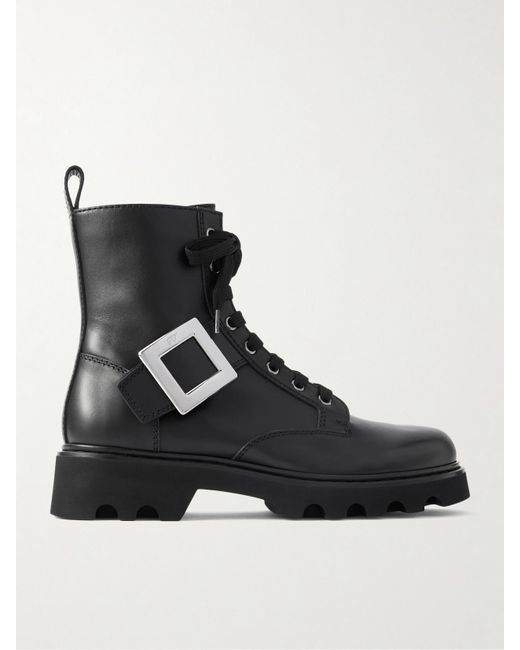 Roger Vivier Black Viv Rangers 40 Buckled Leather Ankle Boots