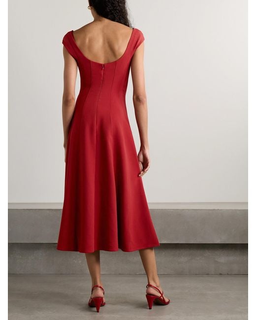Staud Red Charlotte Woven Midi Dress