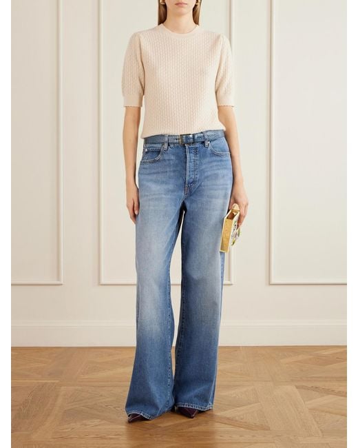 FRAME Natural The Gathered Honeycomb Cashmere Sweater