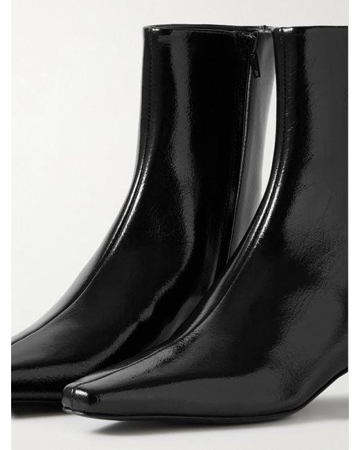 Totême  Black Glossed-Leather Ankle Boots