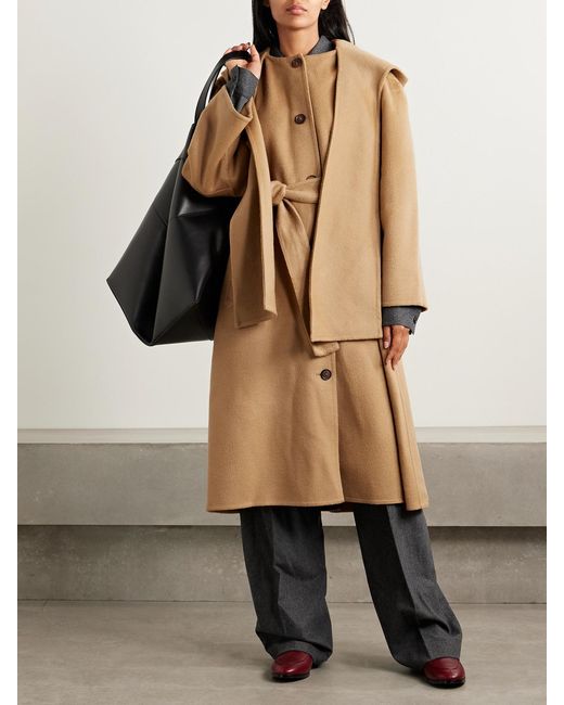Sea Natural Astra Scarf-Detailed Hooded Wool-Felt Coat