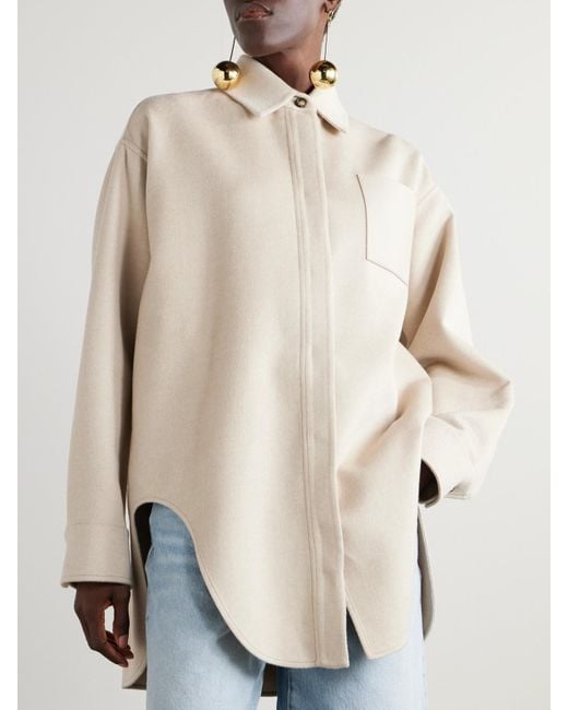 Loewe Natural Leather-Trimmed Wool And Cashmere-Blend Jacket