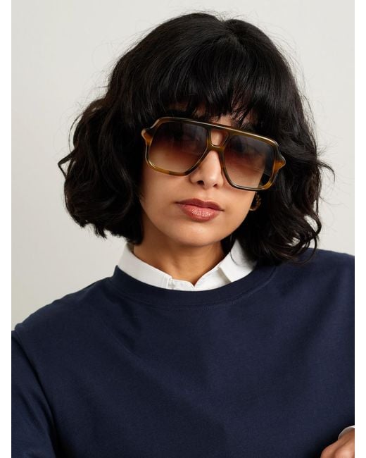 Loewe Brown Aviator-Style Tortoiseshell Acetate Sunglasses
