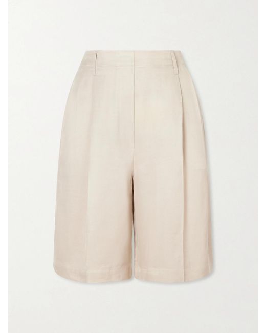 Leset Natural Kim Pleated Woven Shorts