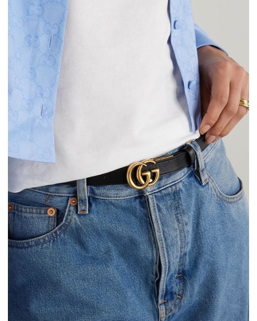 Gucci White Reversible Printed Coated-Canvas And Leather Belt