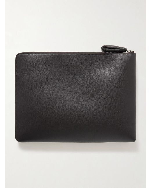 Lemaire Black Textured-Leather Pouch