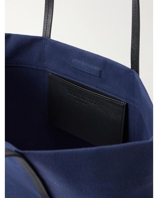 Kallmeyer Blue Driving Leather-Trimmed Canvas Tote