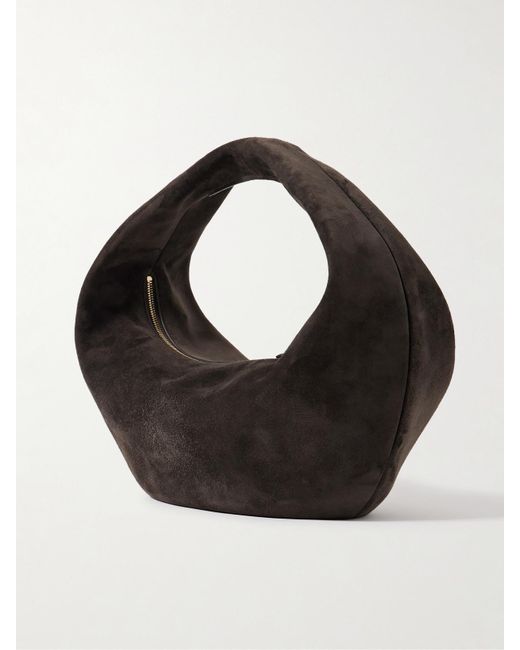 Khaite Black Olivia Mittelgroße Tote Aus Veloursleder