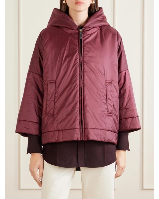 Max Mara Red Padded Hooded Shell Jacket