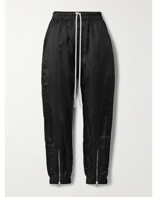 Rick Owens Black Satin-Twill Tapered Pants