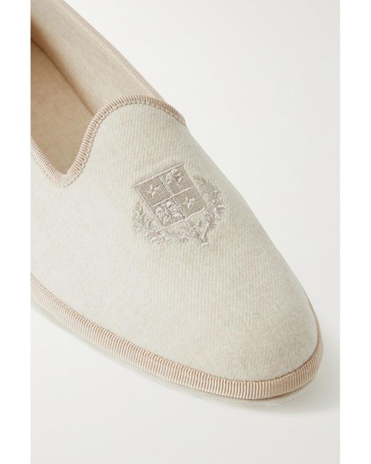 Loro Piana Multicolor Venice Embroidered Cashmere-Blend Flannel Slippers