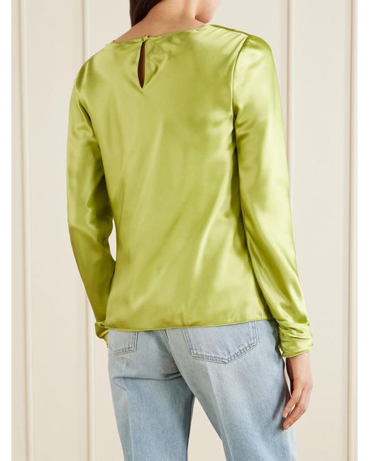 Valentino Garavani Green Silk-Satin Blouse