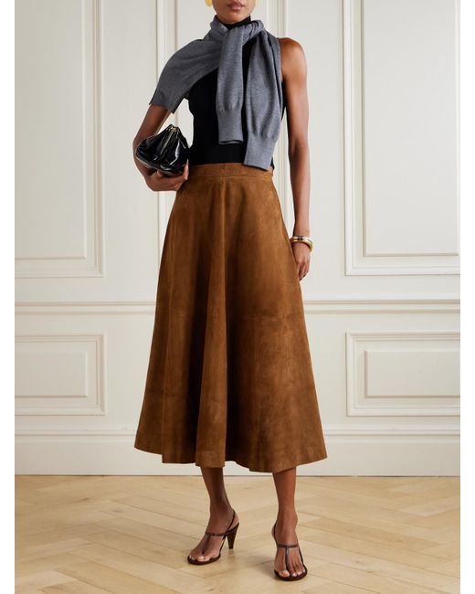 Rohe Brown Suede Midi Skirt