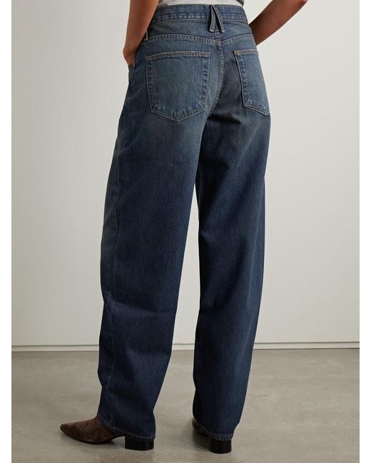 SLVRLAKE Denim Blue Ella Mid-Rise Barrel-Leg Jeans