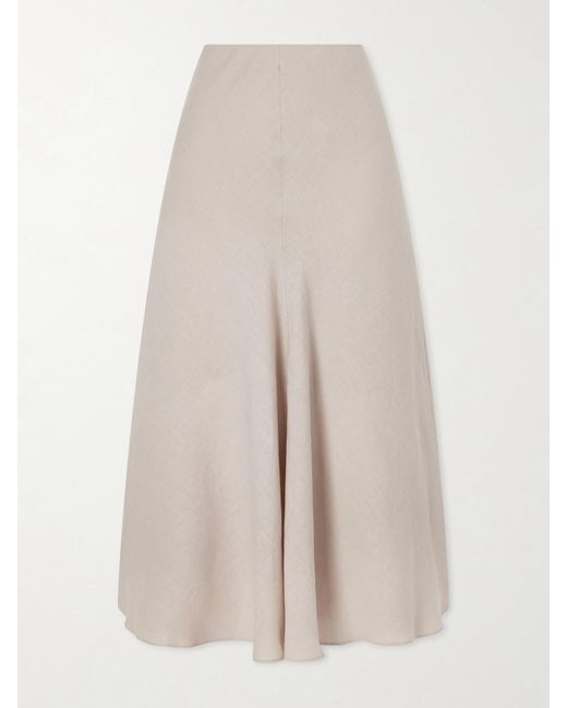 Brunello Cucinelli White Linen Midi Skirt