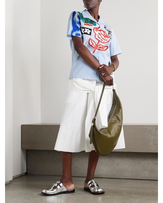 Chemise En Popeline De Coton Imprimée À Rayures Et À Appliqués Marni en coloris Blue