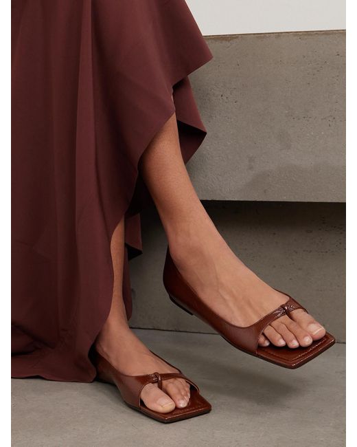 St. Agni Brown 90S Crinkled Patent-Leather Pumps