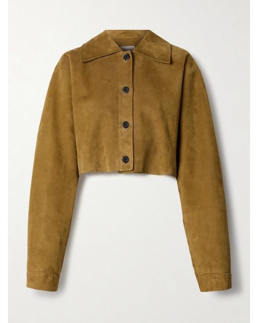 Khaite Green Sue Cropped Suede Jacket
