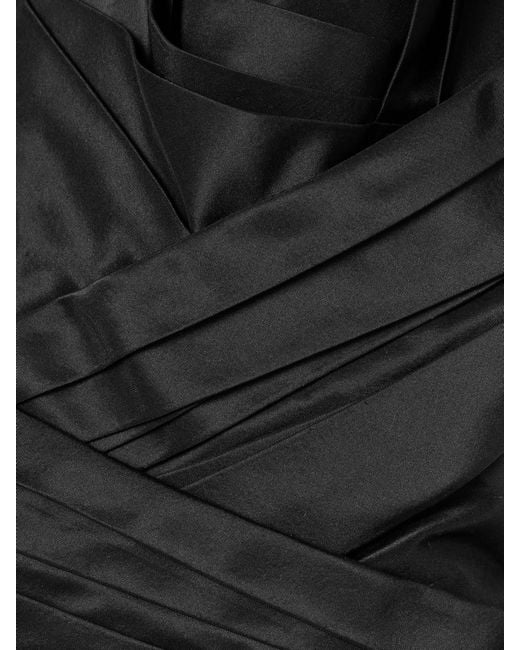 Carolina Herrera Black Strapless Draped Satin And Crepe Gown