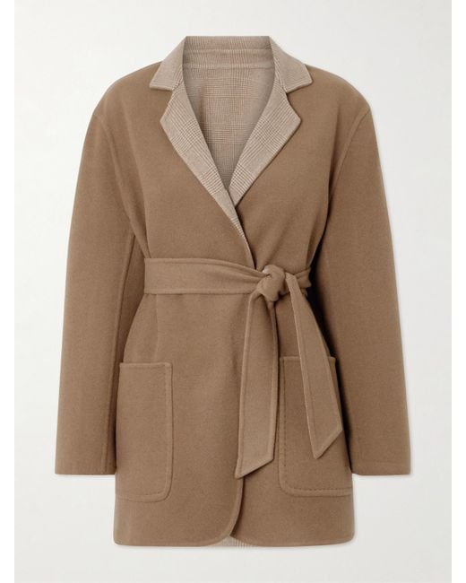 Max Mara Natural Jacke Aus Einer Woll-Kaschmirmischung Mit Bindegürtel