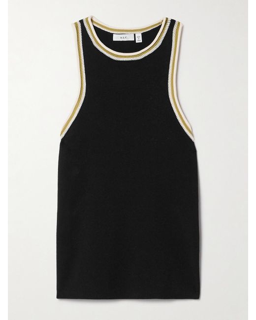 A.L.C. Black Nelly Tanktop Aus Twill Aus Einer Baumwollmischung Mit Häkelbesätzen