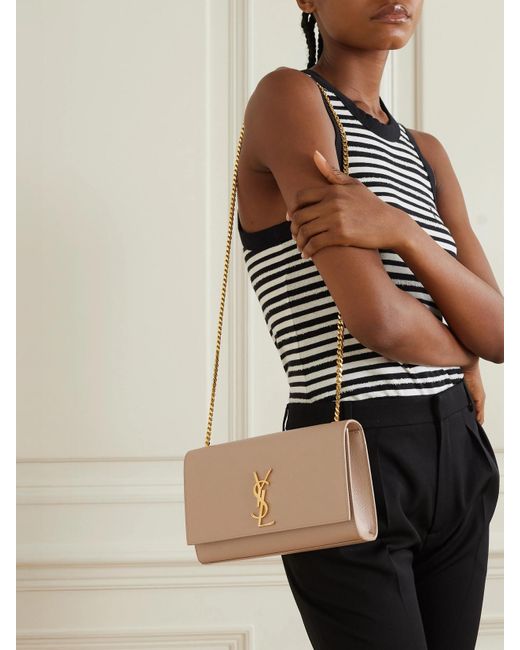 Saint Laurent Natural Kate Schultertasche Aus Strukturiertem Leder