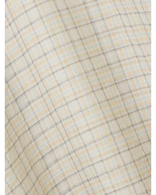 Leset White Carmen Checked Cotton And Silk-Blend Maxi Dress