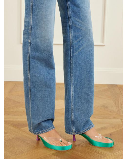 Chloé Green Junie Pvc-Trimmed Satin Sandals