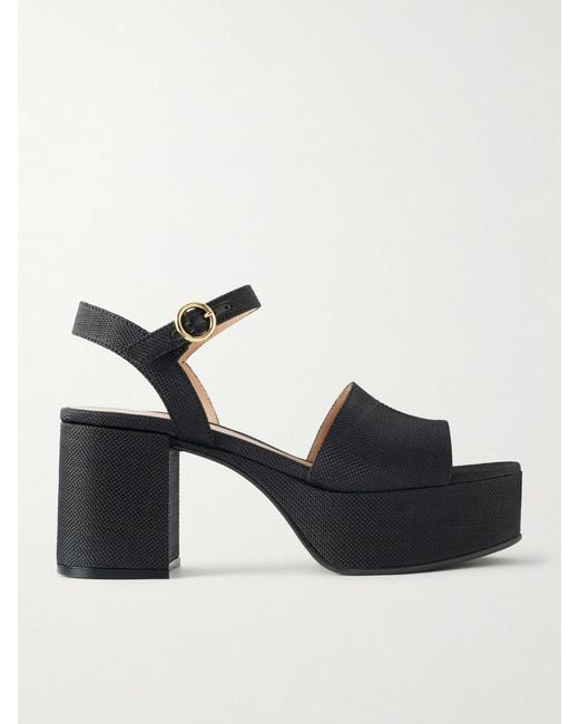 Gianvito Rossi Black Carol 35 Raffia Platform Sandals