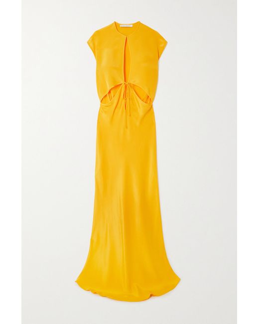 Christopher Esber Triquetra Cutout Silk-satin Maxi Dress in Yellow | Lyst