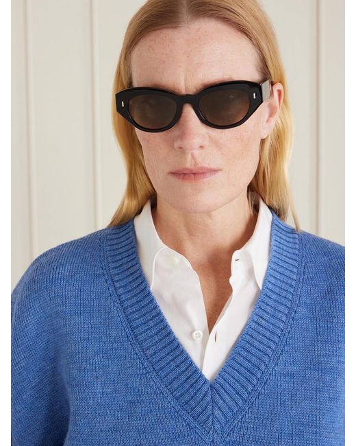 Oliver Peoples Brown Lerrue Cat-Eye Acetate Sunglasses