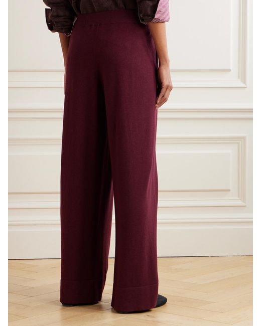 Brunello Cucinelli Purple Pleated Wool, Cashmere And Silk-Blend Wide-Leg Pants