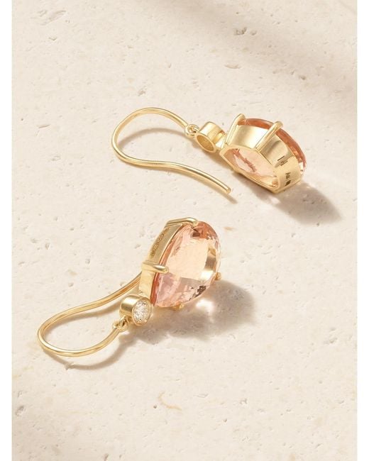 Ileana Makri Natural 14-Karat, Morganite And Diamond Earrings