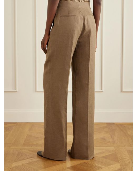 Ralph Lauren Natural Dean Linen Wide-Leg Pants