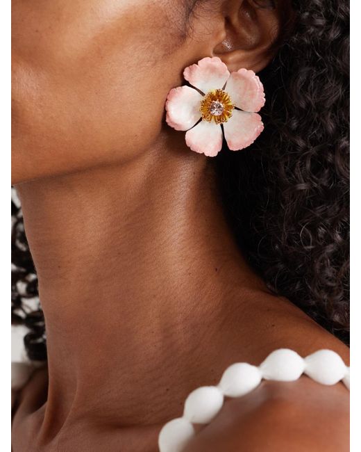 Boucles D'Oreilles En Plaqué Or Et Cristaux Debre Jennifer Behr en coloris White