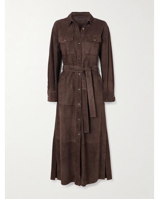 Manteau En Daim À Ceinture Brunello Cucinelli en coloris Brown