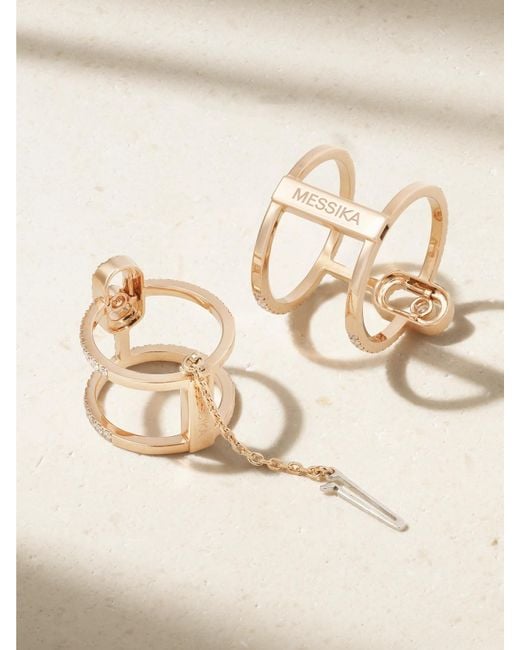 Messika Natural Move Uno Double Convertible 18-Karat Rose Diamond Ring