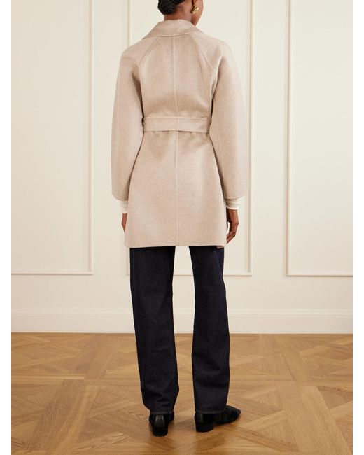 Max Mara Natural Belted Scarf-Detailed Cashmere Coat