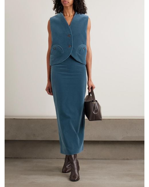 Blazé Milano Blue Jealousy Sussex Cotton-Velvet Midi Skirt