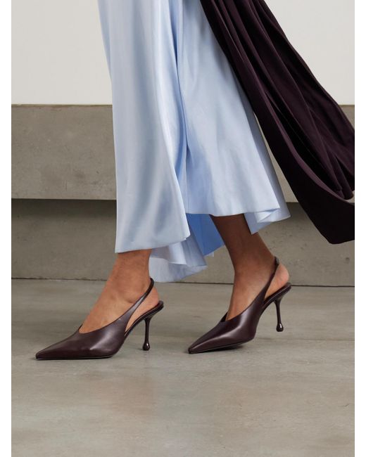 Jimmy Choo Brown Isa 80 Leather Pumps